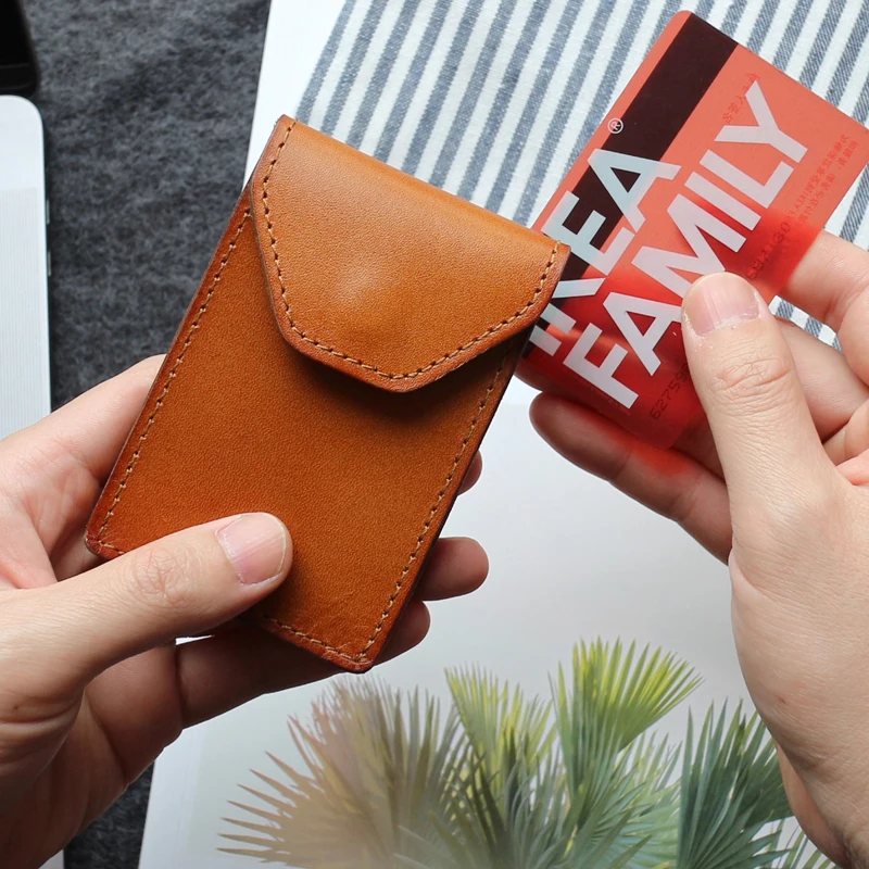 Luxury Business Card Case Men Cowhide Leather Top Quality Women Simple Credit Card Wallet Casual Mini Storage Coin Pouch