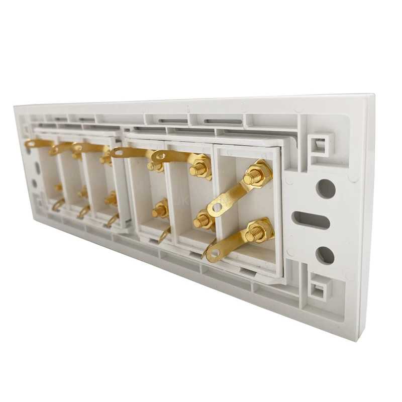 Gold Binding Posts Wall Plate, Audio Speaker Connector, Banana Plug Outlet para 6.0 Surround Sound, Nenhuma solda necessária, 12 Portas