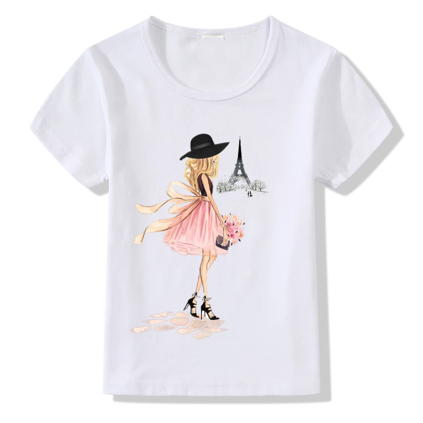 2019 Fashion Paris Tower Print T shirt Children Cool Girl Short Sleeve Tops Kids O-neck Clothes Baby Tshirt Clothing BAL145