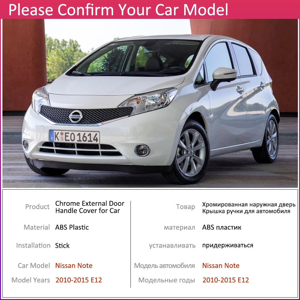 for Nissan Note E12 Versa Note 2013~2019 Chrome Door Handle Cover Car Accessories Stickers Trim Set 2014 2015 2016 2017 2018 - view 6
