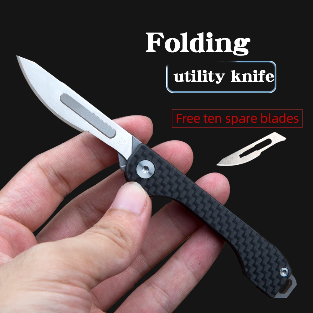 

Carbon Fiber Folding Knife Sharp Blade Outdoor Survival Camping Emergency Tools Unpacking Scalpel