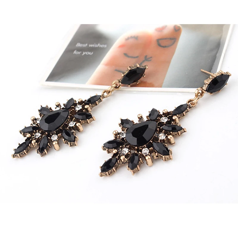 Exaggerated Vintage Black Flower Dangel Earring For Women Girls Boho Big  Bohemian Earrings Jewelry