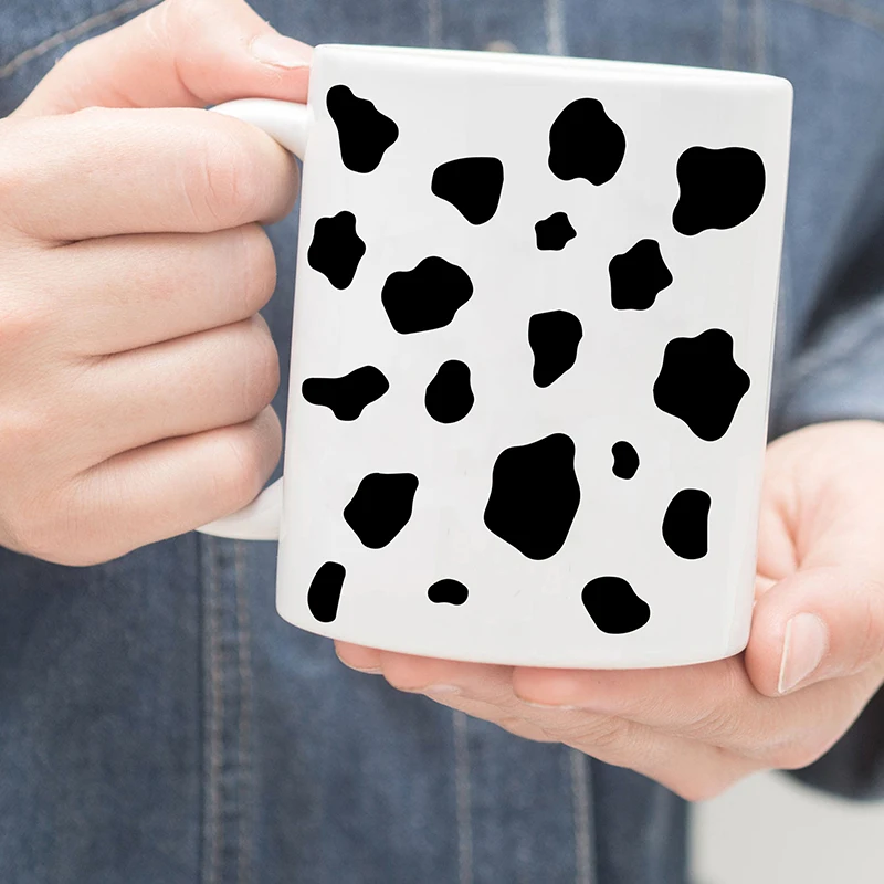 60Pcs Cartoon Cow Spot Pattern Wall Sticker Nursery Kids Room DIY Vinyl Wall Decal Milk Cow Skin Dot Glass Mug Bottle Decoration