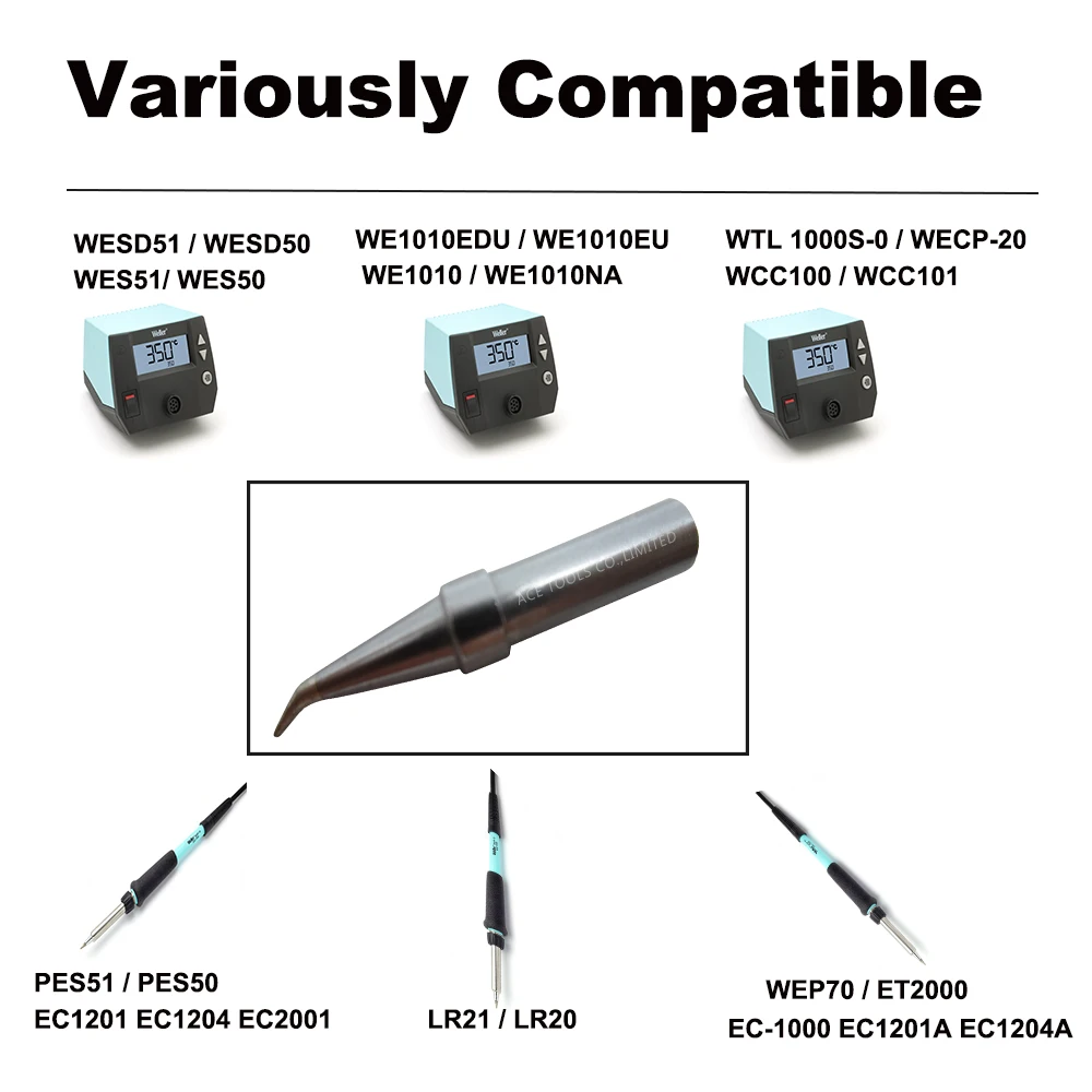 Soldering Tip ETX Bent Conical 0.6mm Fit WELLER WES51 WES50 WESD51 WE1010NA WE1010EU  PES51 PES50 LR21 LR20 Iron Welding Bit