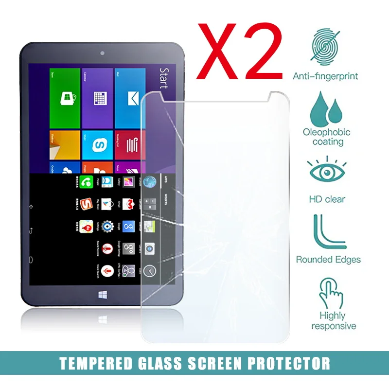 2Pcs Tablet Tempered Glass Screen Protector Cover for Chuwi Vi8 HD Eye Protection Anti-Fingerprint Explosion-Proof Tempered Film