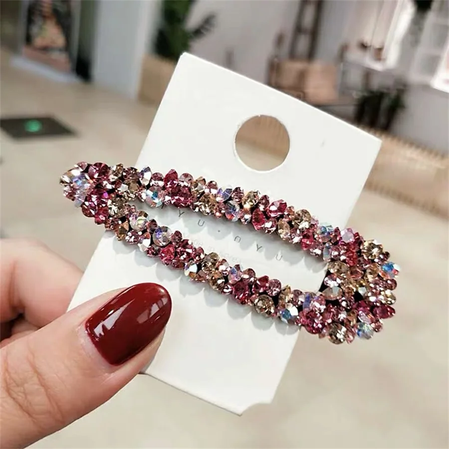 Handmade Rhinestone Hair Clips Pin For Women Fashion Geometric Flower Barrettes Headwear Girls Sweet Hairpins Hair Accessorie