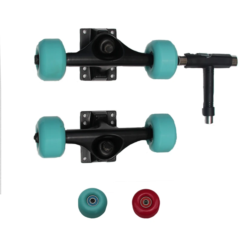 

5inch skateboard trucks black bridge 54*36mm wheels set skateboard T tools skateboard bridge