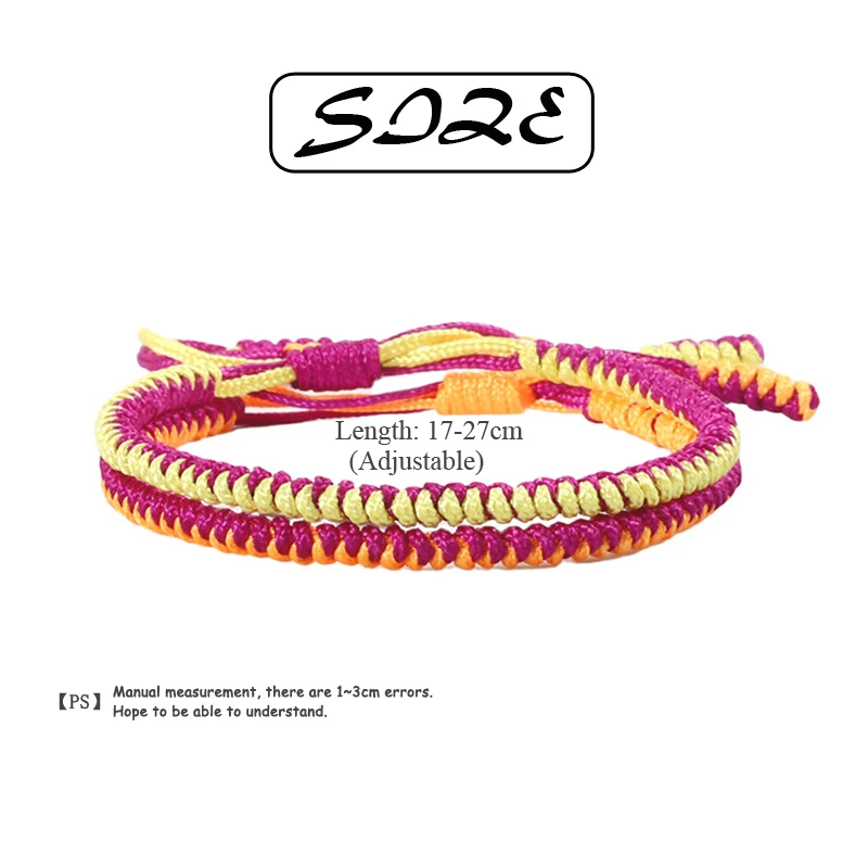 2pc Fashion Handmade Braided Couples Bracelets Lucky Knot Rope Tibetan Buddhist Bracelet Adjustable Size Jewelry For Women Men
