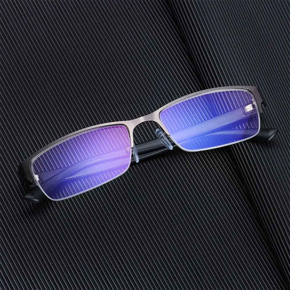 Blue Ray Blocking Anti-Blue Light Reading Glasses Eye Protection Ultralight Hyperopia Glasses Half Frame Metal Square Eyeglasses