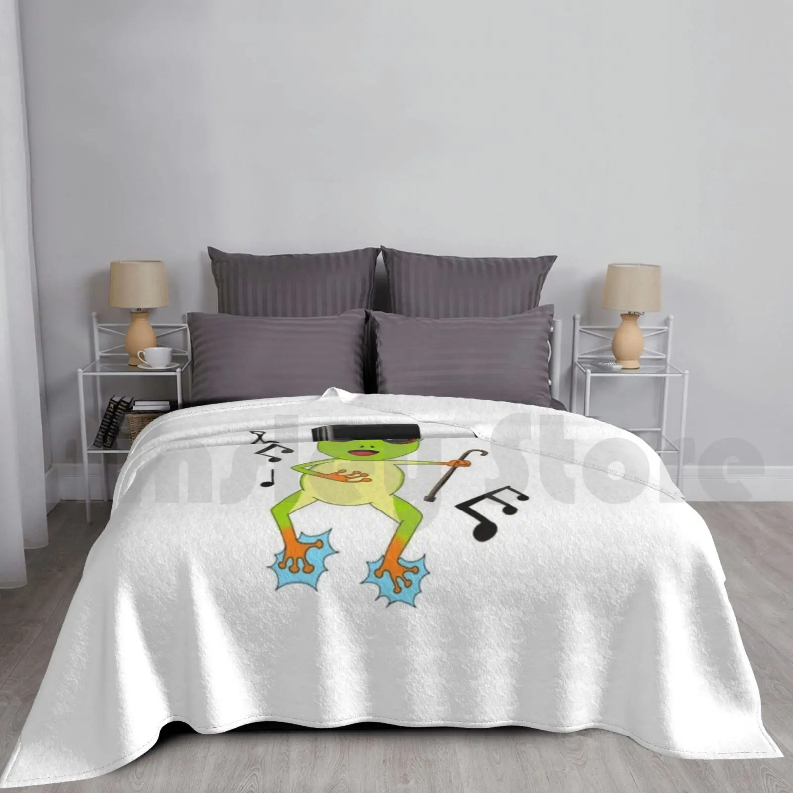 Pretty Dancer Frog With Vivid Colored Top Hat. Blanket Fashion Custom Frog Toad Lovely Pretty Cute Dance Dancer