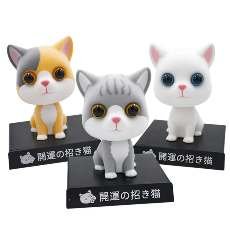 11cm Flocked Cat Shakes Head Doll Car Accessories Mobile Phone Support High Grade Lovely Desktop Accessories Car Decoration Gift