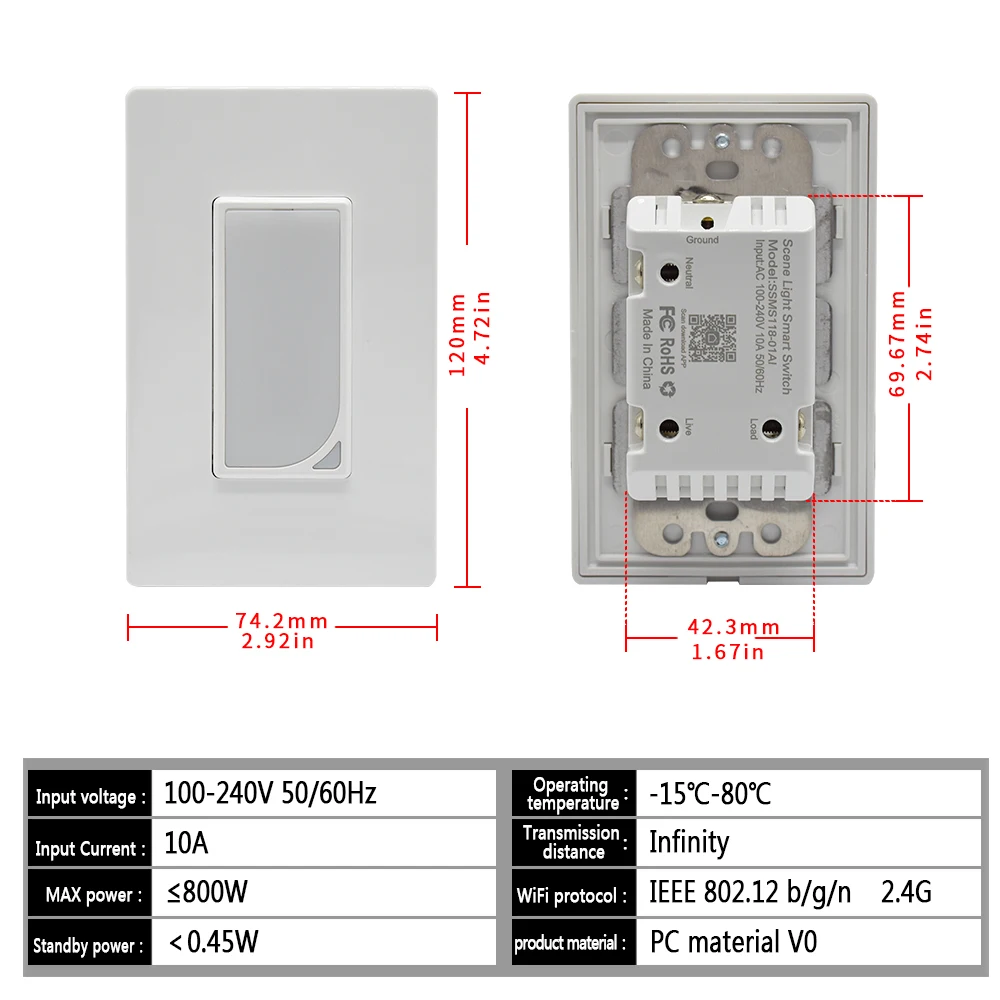 EU US WiFi Smart Wall Switch Push Button Timer Relay Switch Voice Remote Control RGB LED Night Light Lamp TUYA Alexa Google Home