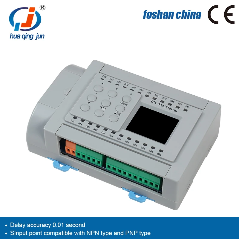 Huaqingjun 12DI 10DO Output Relay PLC 2AI 2AO 0-20mA 0-10V 1-channel Output Pulse WIFI PLC untuk Motor Servo