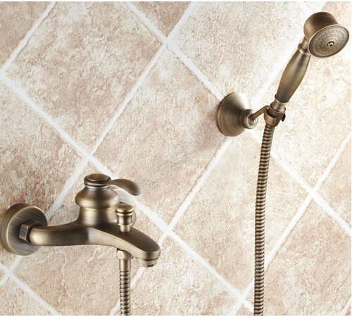 

Vintage Europe style high quality total brass bronze finished wall mounted bath and shower faucet exposed B&S faucet set