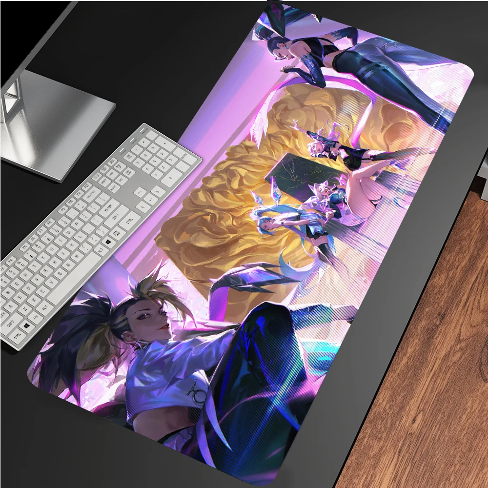 

LOL KDA ALL OUT K/DA Large Gaming Mouse Pad Lockedge Mouse Mat For Laptop Computer Desk Pad Keyboard Mat Mousepad for Gamer