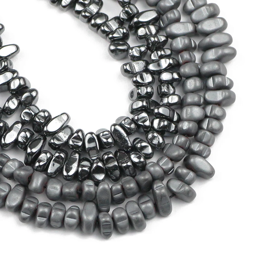 Matte Irregular Gravel Shape Hematite Spacers Beads For Jewelry Making Natural Stone Diy Bracelets Necklace 15.5\'\' Accessories