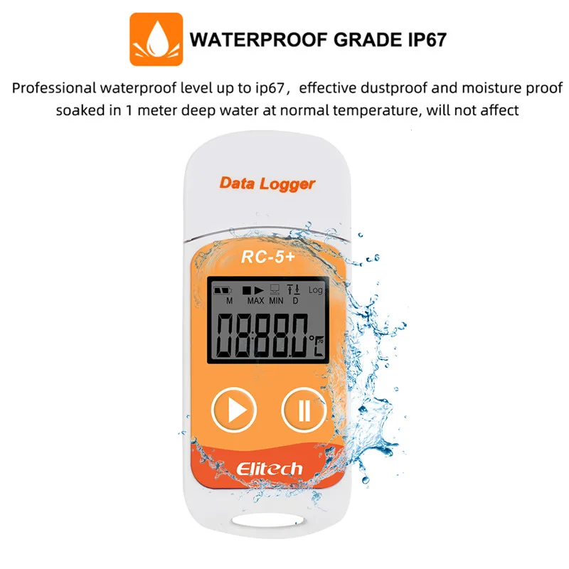 RC-5+ Temperature Data Logger PDF Report  USB Data Recorder Temp Datalogger Upgrade for Refrigeration Cold Chain Transport Labs