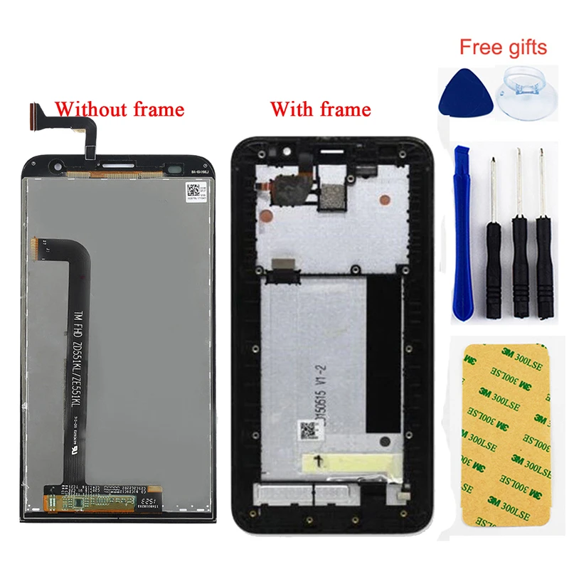 

For Asus ZenFone 2 Laser ZE551KL Z00TD LCD Display Monitor Display Panel + Touch Screen Digitizer Glass Sensor Assembly Frame