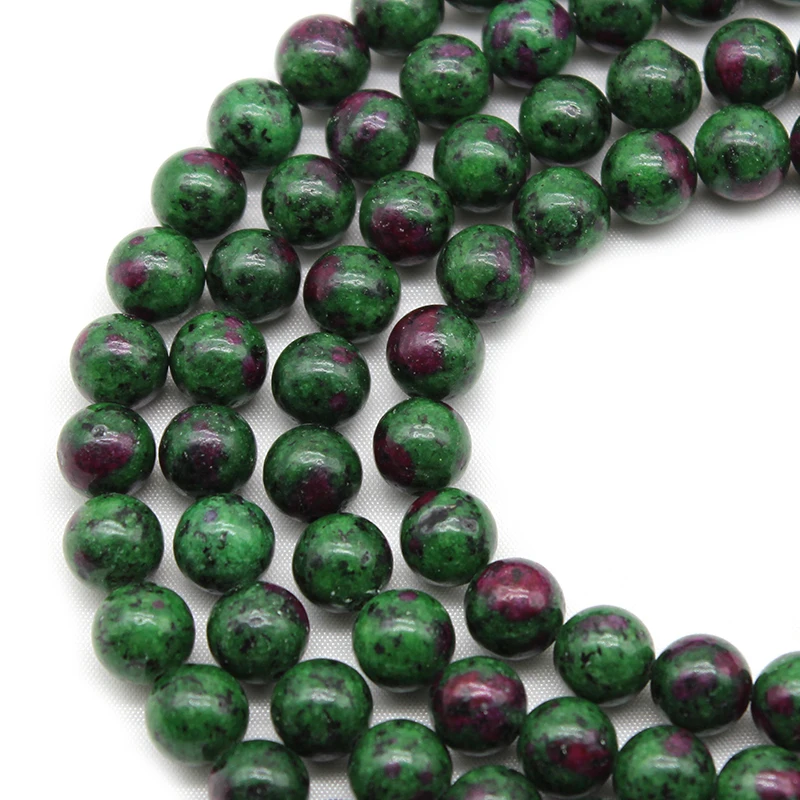 Natural Green Zoisite Tourmaline Stone Round Spacer Beads For Jewelry Making DIY Bracelet Necklace 15\'\' Loose Beads  4-12mm