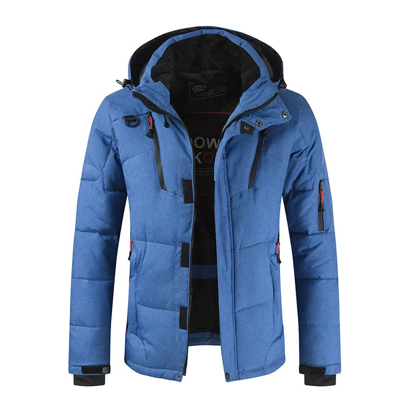 Inverno downjacket masculino com capuz sólido grande tamanho grosso zíper quente à prova de vento casual moda qualidade masculino regular casaco