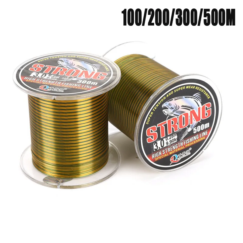 Nylon Fishing Line Fluorocarbon Coated Monofilament Fishing Leader Line Carp Fishing Wire Fishing Accessories 100/200/300/500m