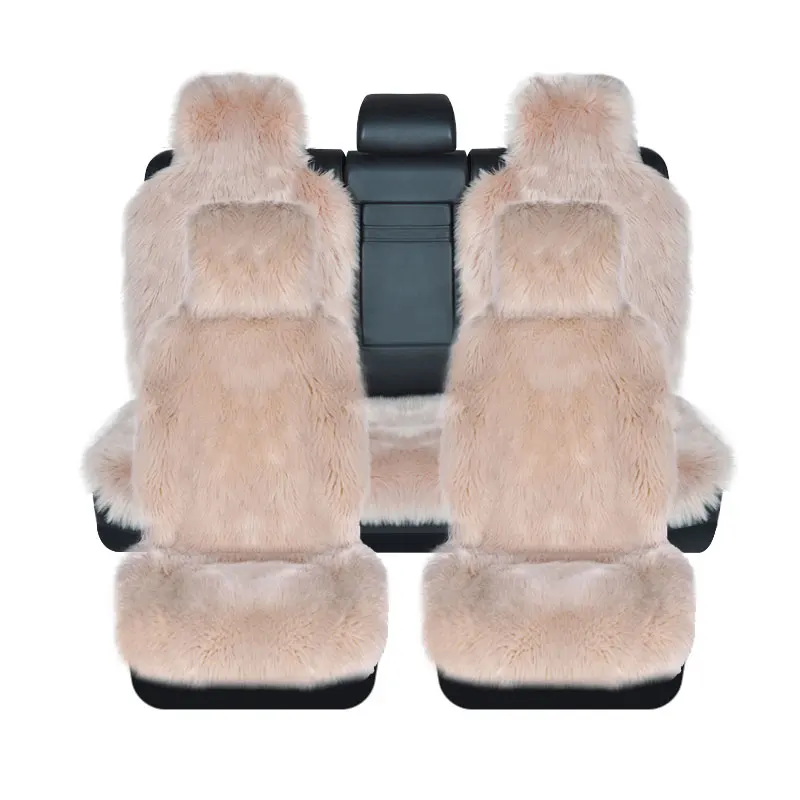 AUTOROWN High Quality Long Wool Faux Far Car Seat Covers Universal Size Automobiles Seat Covers Artificial Plush Four Seasons