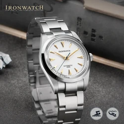 IRONWATCH 남성용 빈티지 오이스터 자동 기계식 시계, 미요다 9015 사파이어 유리 시계, 방수, 20Bar, 36mm, 신제품