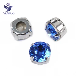 YANRUO 1357 Taglio Brillante Zaffiro Pointback Rinestones Cristal Vetro Bling Facny Artiglio Impostazione