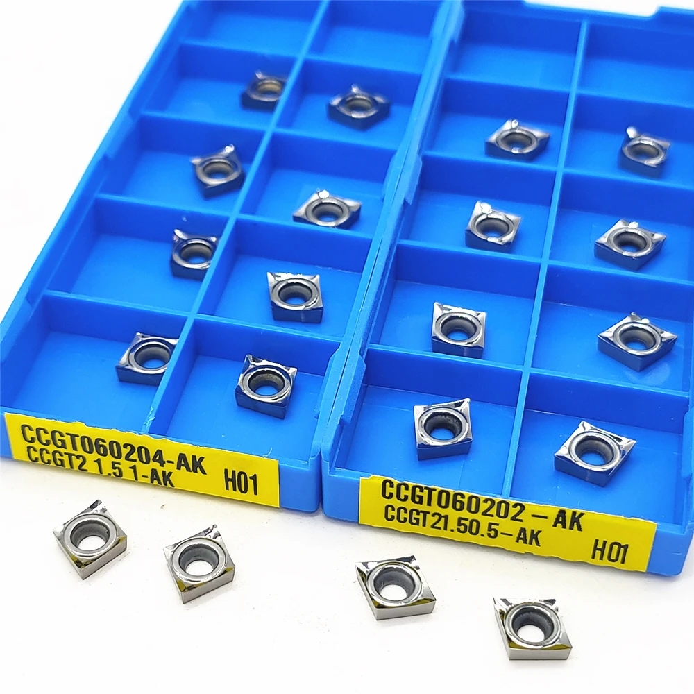 Carbide Sisipan CCGT060202/CCGT060204/CCGT060208-AK H01 Internal Turning Sisipan Bubut CNC Pengolahan Aluminium