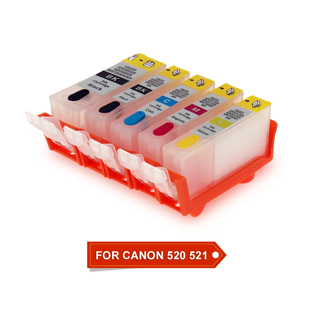 5 Colors PGI520 CLI521 Ink Cartridge refill With ARC Chip for canon PIXMA IP3600 IP4600 IP4700 MX860 MX870 MP540 MP550 MP560