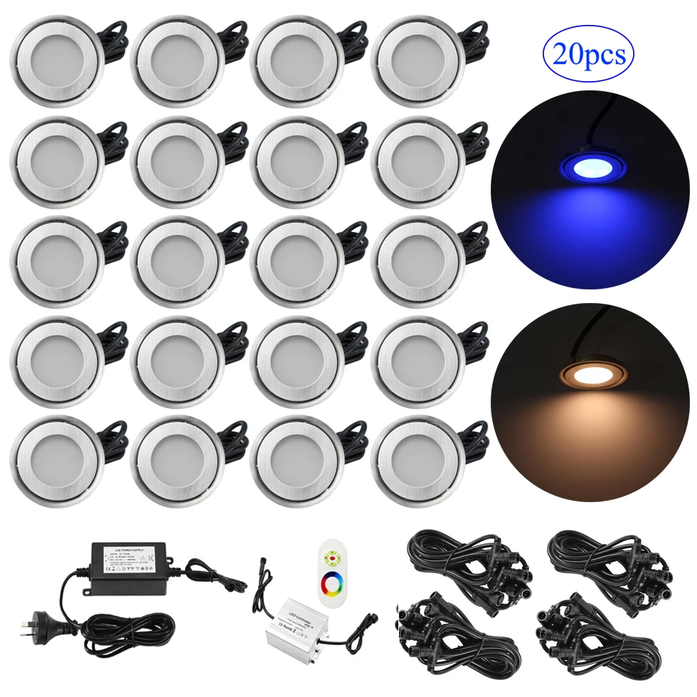 الخارجي encastrable سول ملموسة الطابق التزيين الخفيف 0.5 واط أضواء مصباح led 20 قطع + 4 قطع t اتصال كابل + 1 قطعة 30 واط الصمام سائق