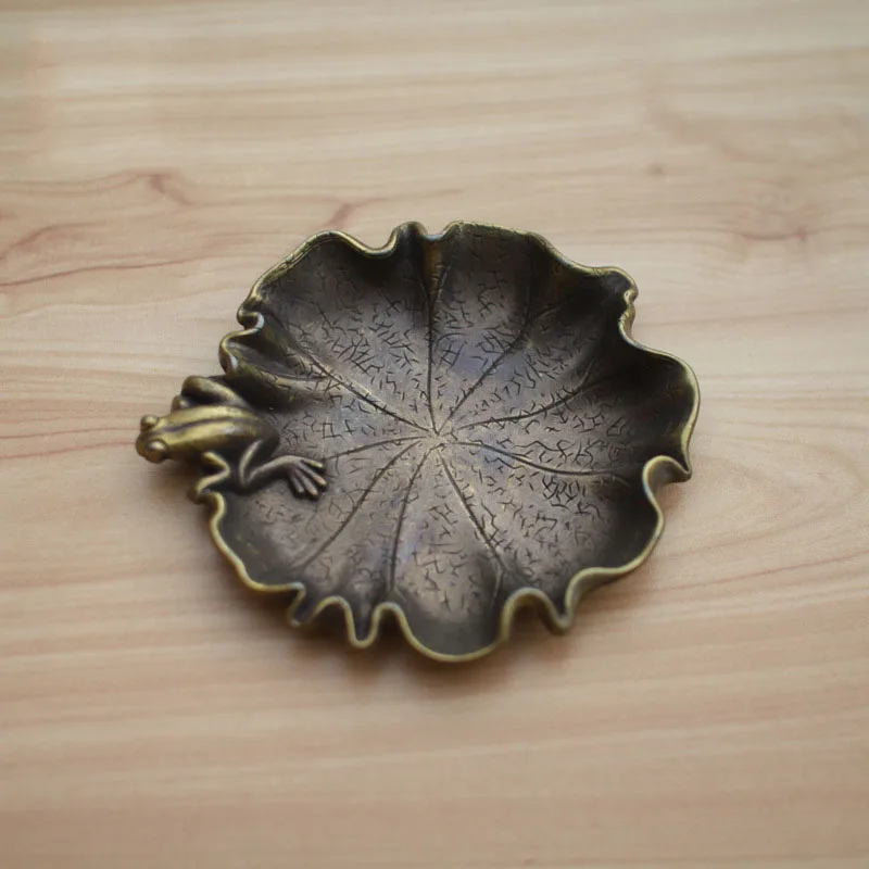 JINSERTA Antique Copper Storage Tray Tea Coffee Milk Tray Anti-slip Coaster Handmade Home Hotel Restaurant Decorative Tray