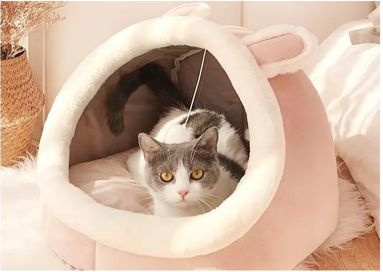 Warm Soft Cat Bed Winter Warm House Cave Pet Dog Soft Nest Kennel Kitten Bed House sacco a pelo per cani di piccola taglia media forniture