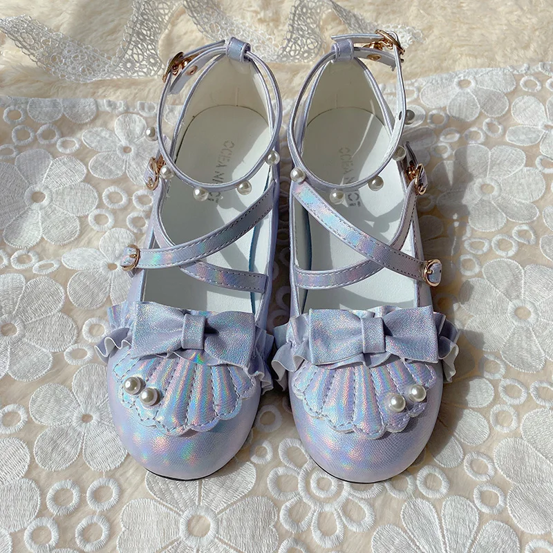 Summer princess sweet lolita shoes cute student daily bowknot leather shoes round head low heel women shoes cosplay Lolita loli