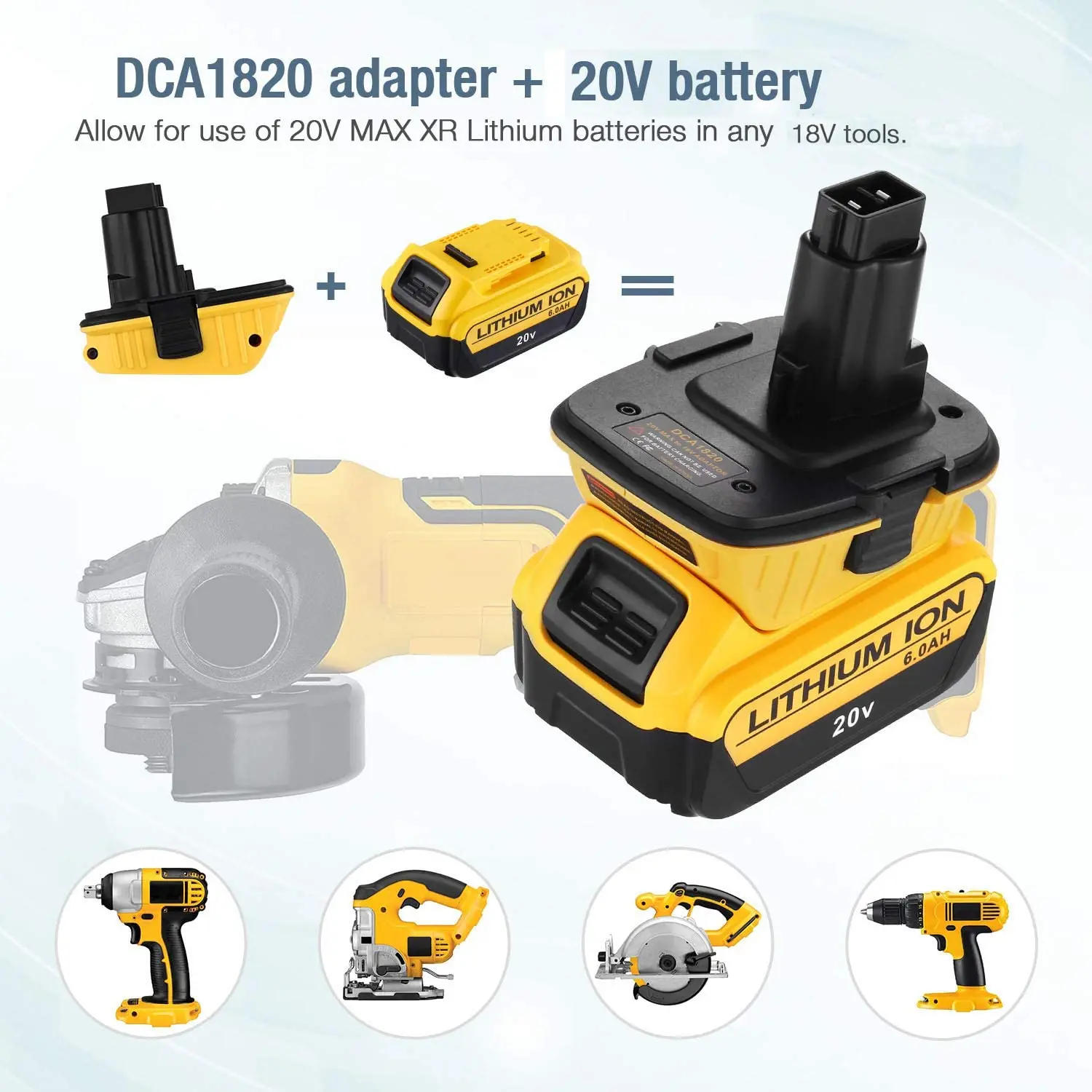 For Dewalt 18V Tools 20V Battery Adapter DA1820 Convert Dewalt 20V Lithium Battery for Dewalt 18V Battery DC9096 DE9098 DE9096