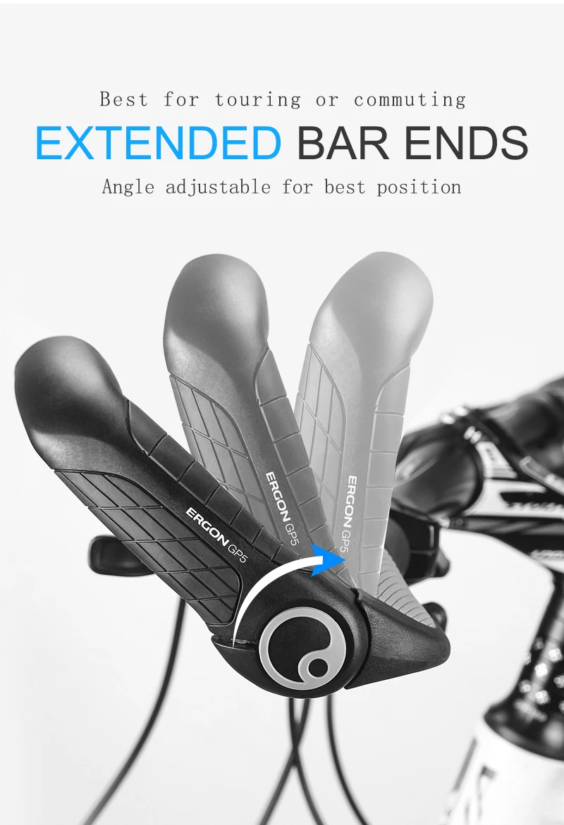 ERGON Ergonomics Bike Handlebar Grips GP1 GP3 GP5 Mountain Bike Extended Bar End Grip Lockable Bicycle Handle Mount Rubber Grips