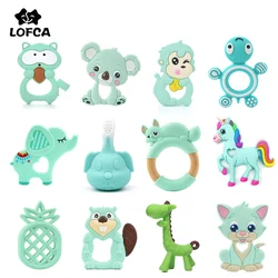 Lofca 1 pçs bebê mordedor silicone grânulos bpa livre grau alimentício silicone forma animal pingente bebê chupeta corrente dentição brinquedo