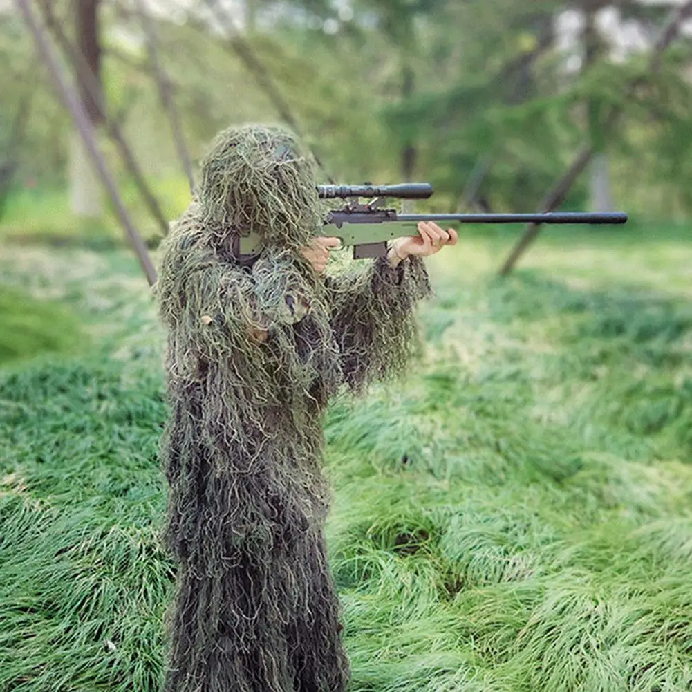 Outdoor Ghillie Suit Camouflage Hunting Clothes Jungle CS Training Leaves Clothing Sniper Full Cover Hunting Suits