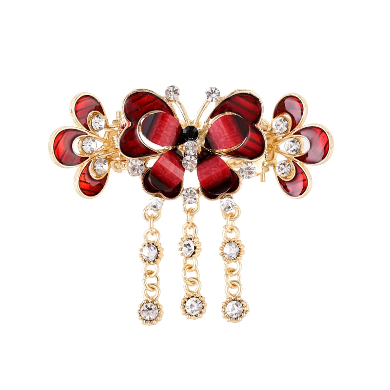 Muylinda Rhinestone Butterfly Insect Crab Hair Claw Women's Colorful Flower Hairpin Crab Claw For Girls Party Accessories Alloy