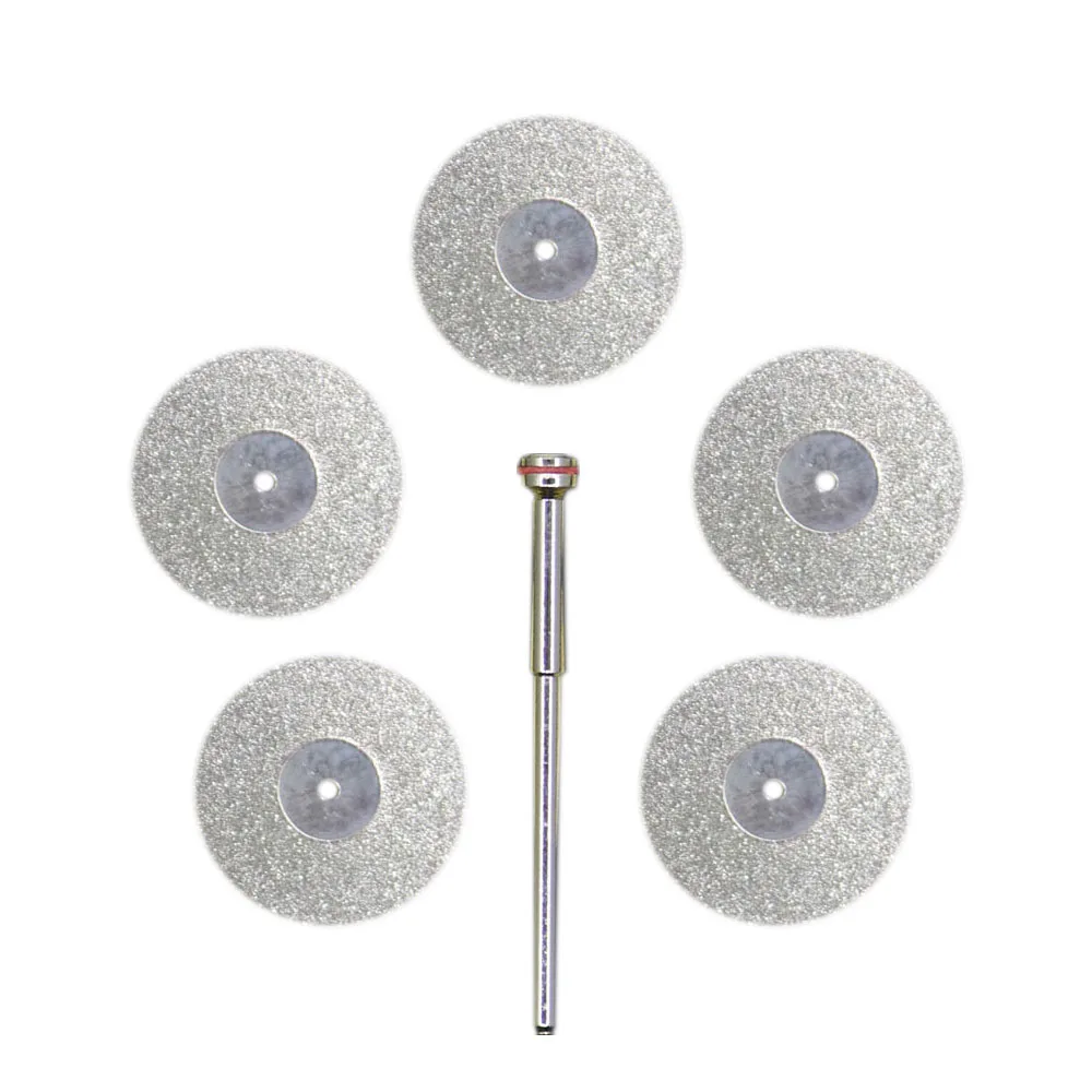 Disques de disque diamant de laboratoire dentaire, outil de disque de coupe à grain Double face diamètre 22mm épaisseur 0.25mm avec 1 mandrins 5