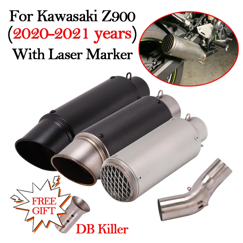 

Slip On Motorcycle Carbon Fiber Exhaust Muffler Modified Escape DB Killer Middle Link Pipe For Kawasaki Z900 A2 Z900E 2020 2021