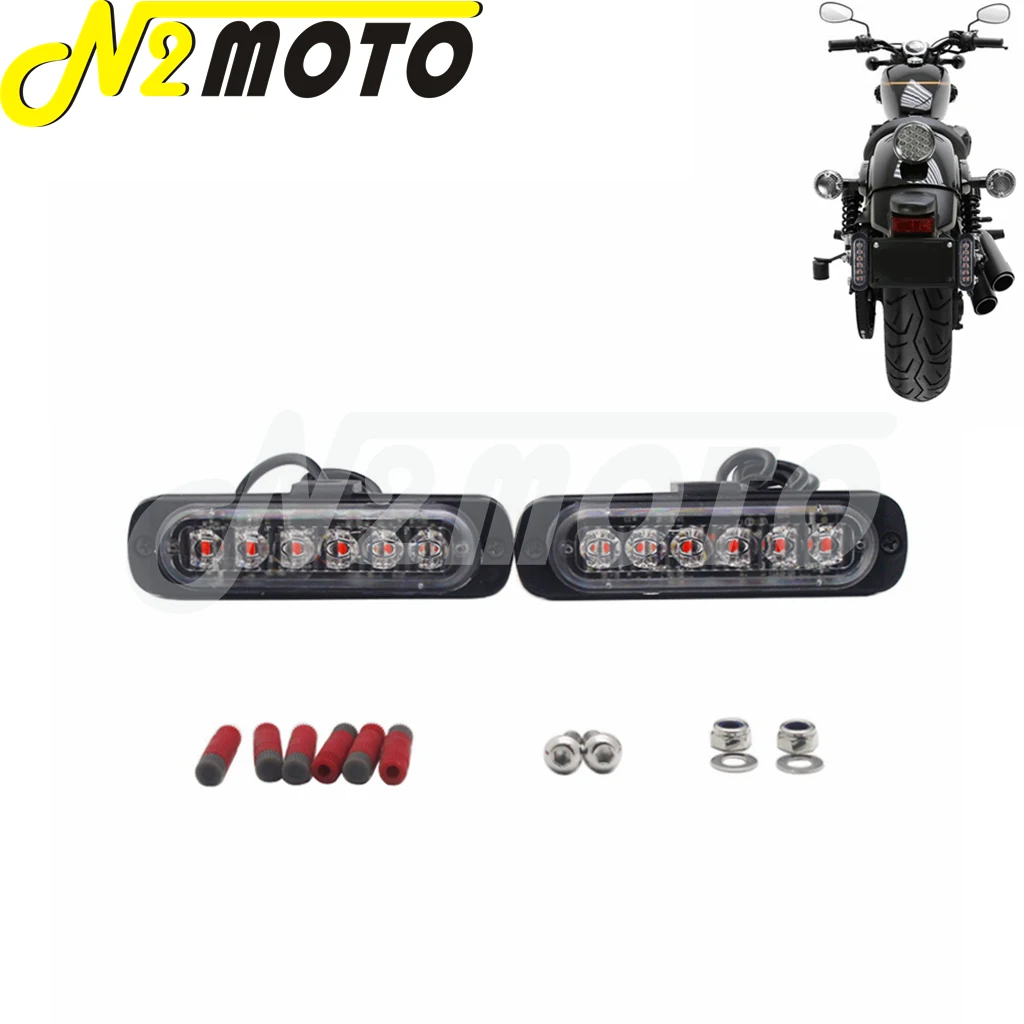 

For Bobber Chopper Cafe Racer Honda Kawasaki SUZUKI Yamaha 12V LED License Plate Light Dual Auxiliary Brake Light Kit Taillight