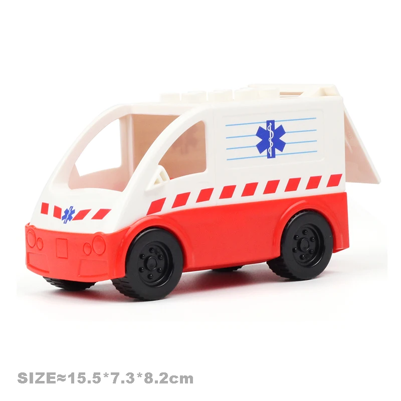 Big Building Blocks Trucks Vehicle Accessories Compatible Duploes Car Model Ambulance Bulldozer Education Toys For Children Gift