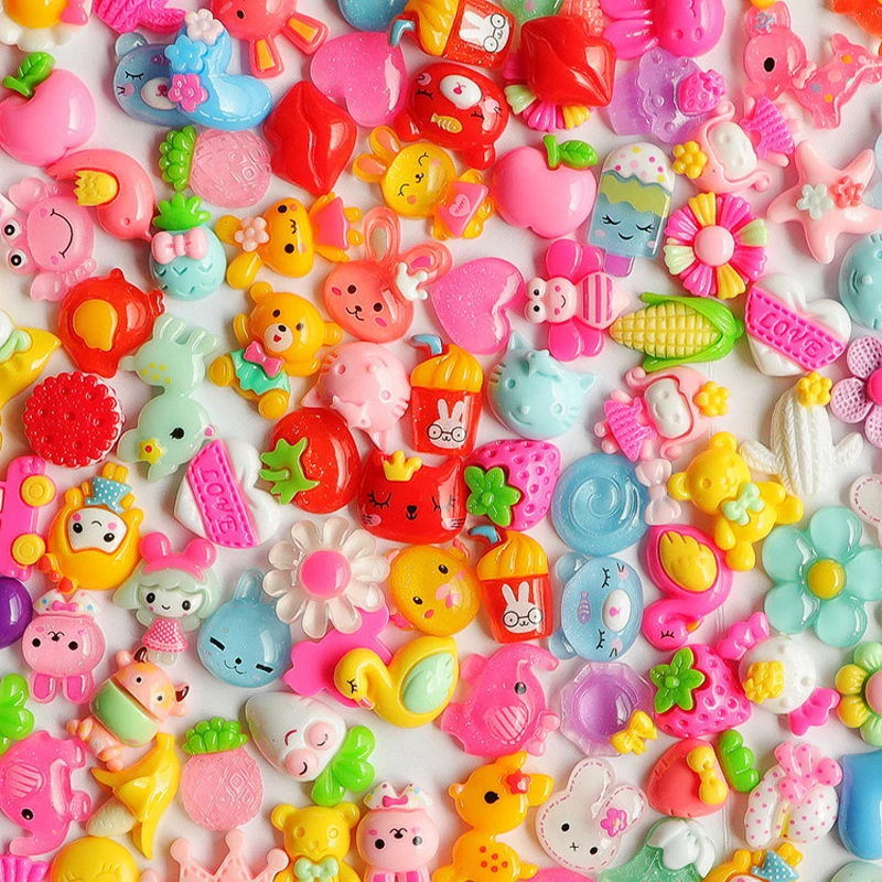 50pcs Mix Lots Flatback Resin Buttons Scrapbooking Resin DIY Crafts Jewelry Findings