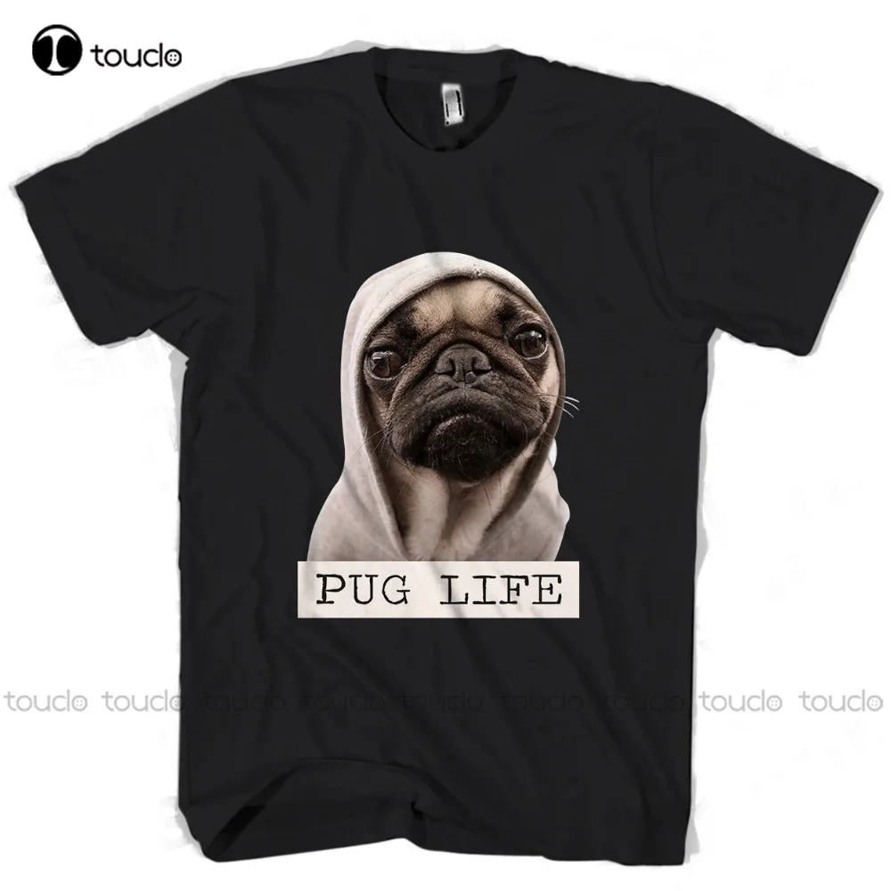 

Pug Life Dog Man Fashion Short Sleeve Black T Shirt Youth Round Collar Customized T-Shirts Comfortable Male T-Shirt