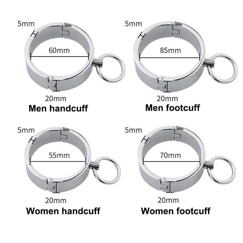 1 Pair Stainless Steel Handcuffs Metal Anklet Foot Cuffs Erotic SM Bondage Adult Game Couple Slave Restraint Sex Toys Men Women