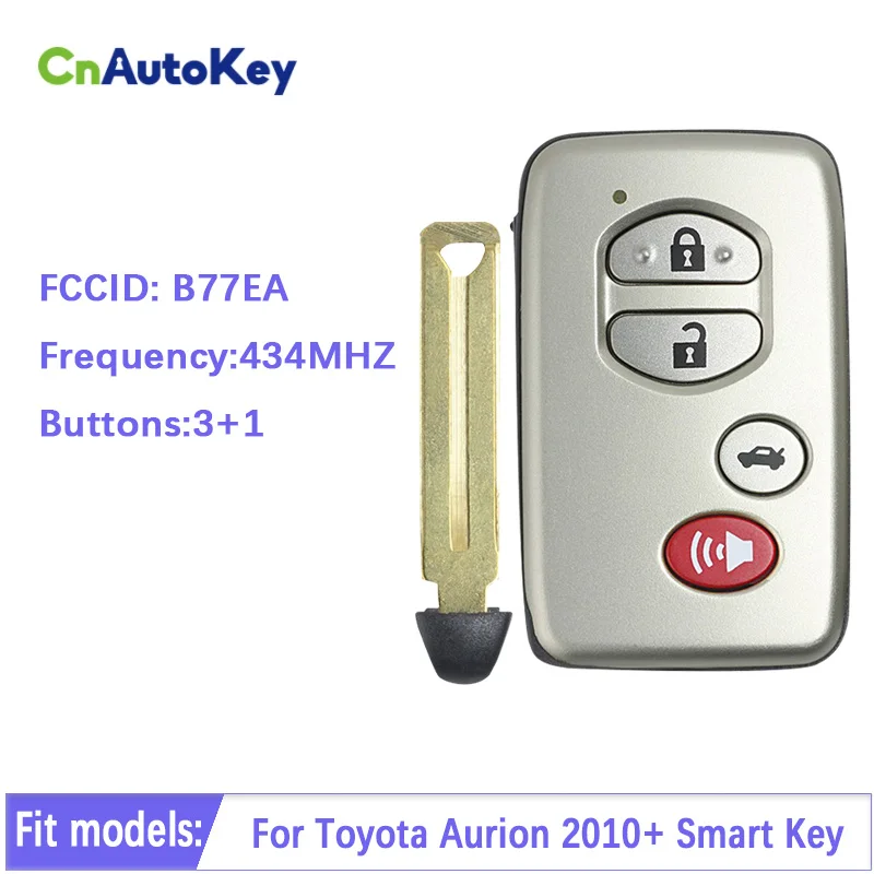 CN007173 For Toyota Aurion 2010+ Smart Key, 4Buttons, B77EA P1 98 4D-67, 433MHz Light Gray 89904-33430 89904-33431 Keyless Go