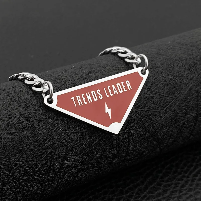 2023 Fashionable Inverted Triangle Pendant Men And Women Cool Couples Wild Necklace Gift Hot Sale