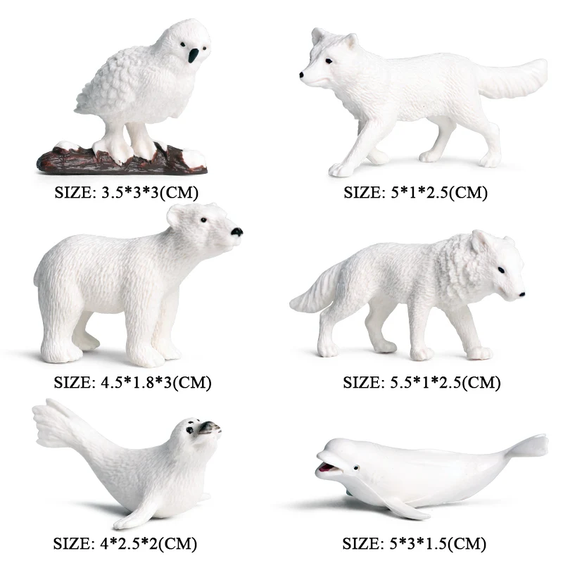 Oenux Arctic Animals Penguins Polar Bear Bunny Deer Wolf Action Figures Model Figurine Miniature Decoration Lovely Kid Toy Gift