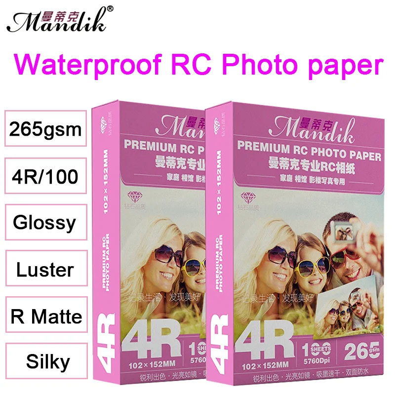 265g Waterproof RC 4R Photo Paper Glossy/Satin/Rough Matte/Silky Four Types Of Surface For Pigment Ink Printers